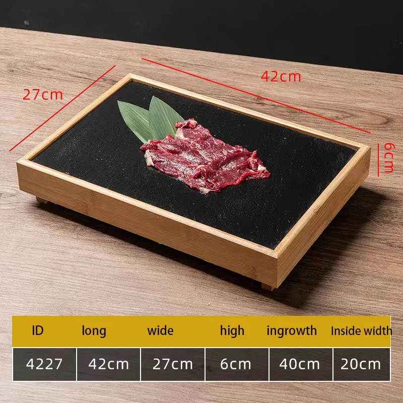Custom Wooden Serving Tray Eco-Friendly Square Snack Plates Dinner Dishes Made from Slate PC Material Pack