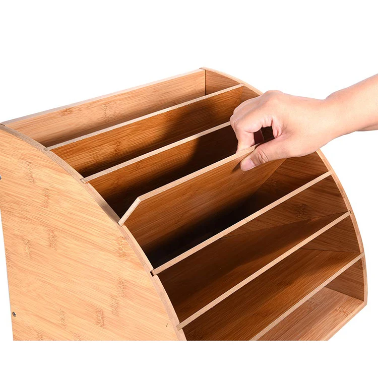Bamboo Desk Paper Sorter File Folder Organizer Rack With 6 Shelves