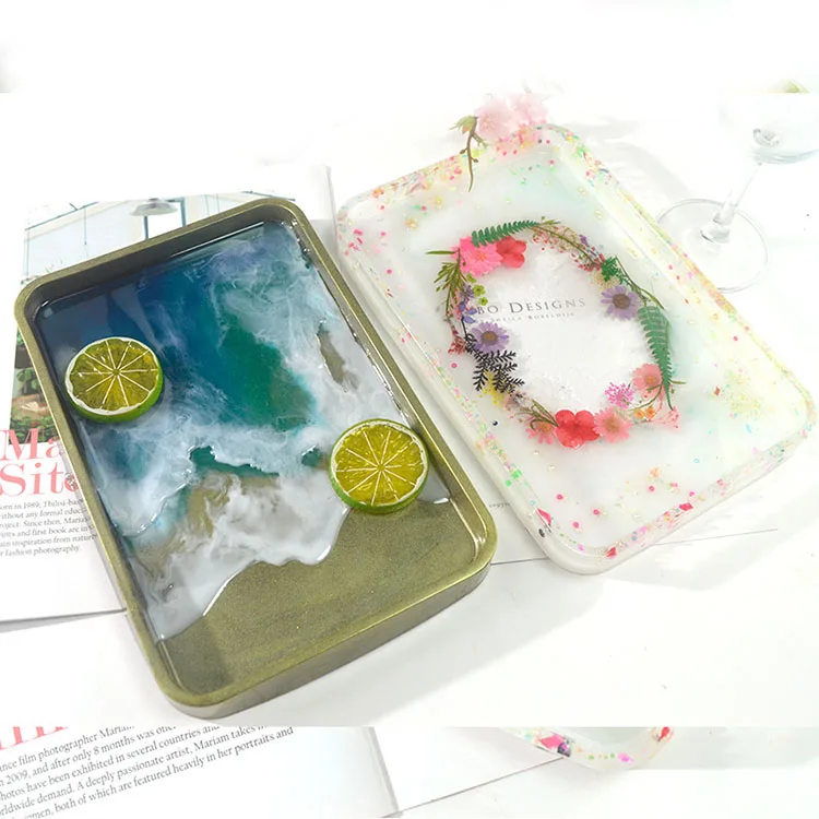 Tray Resin Mold DIY Crystal Epoxy Silicone Fruit for Plate Making Desktop Jewelry Table