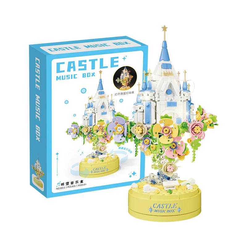 CAYI Custom Kid Christmas Gift Diy Bricks Toys Castle Music Box Building Block Sets Garden Brick Educational Toys for Kids