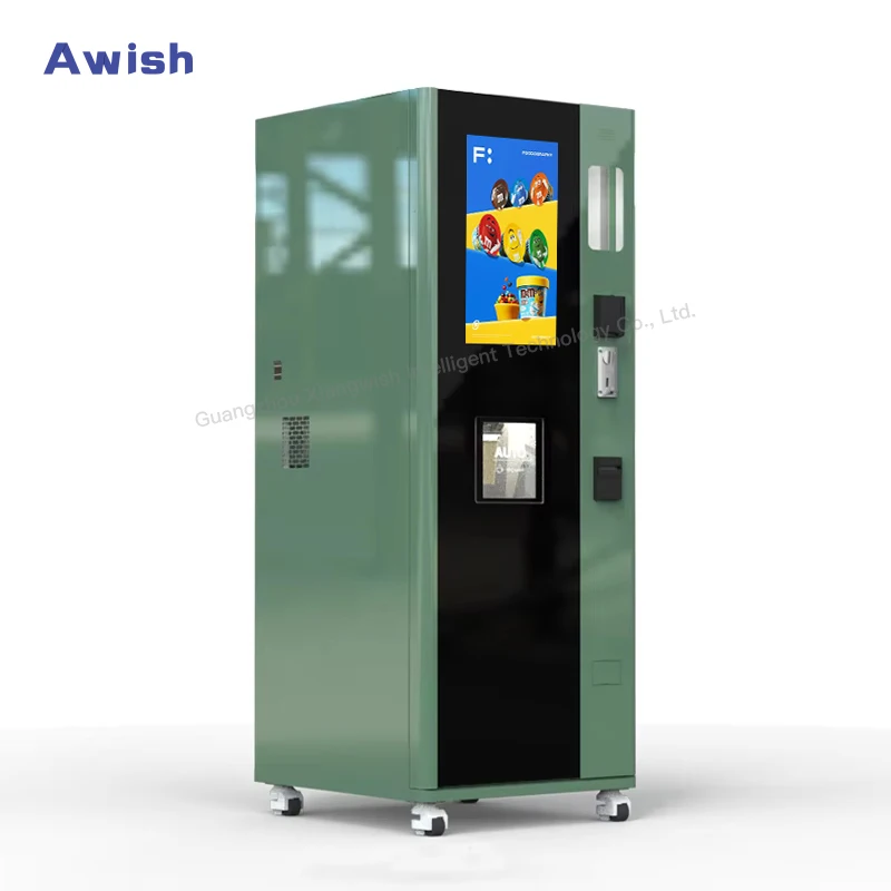 Freshly Ground Coffee Vending Machine with Five Bucket Drop Cups Newest Technology Commercial Bean to Cup Awish Supply