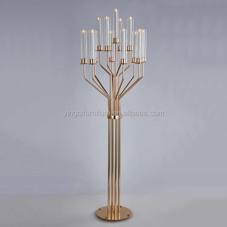 Golden Tall Candle Sticks for Wedding Table Centerpieces