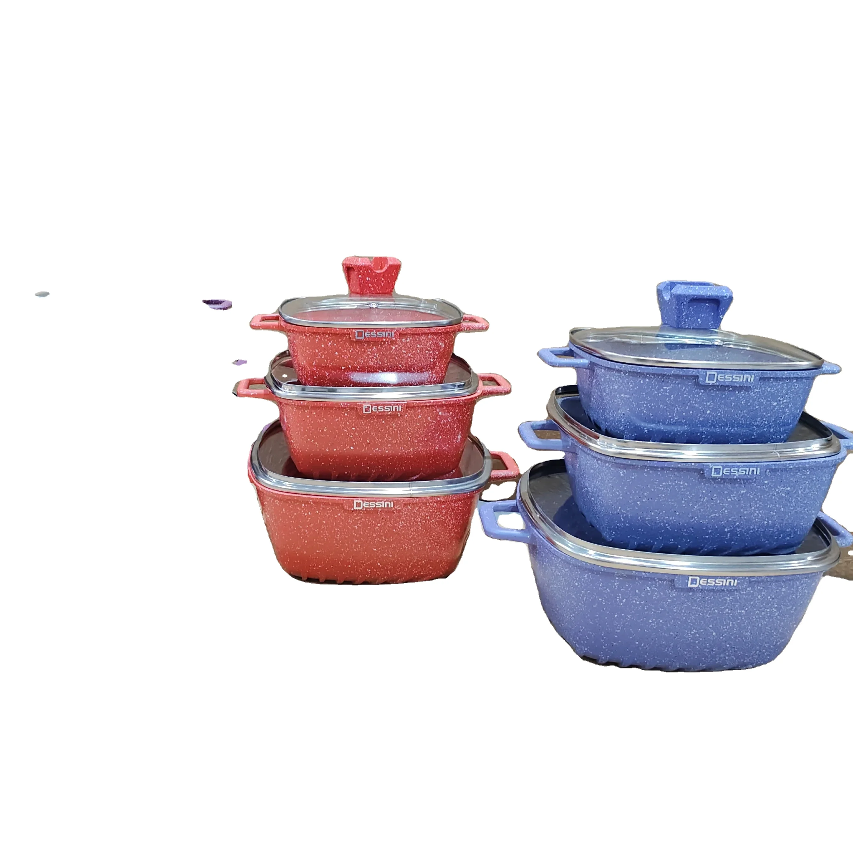 Hot Selling 6pcs set 20/24/28cm Cooking Pot Set  Cookware Granite Cartoon Cookware Set Stainless Steel