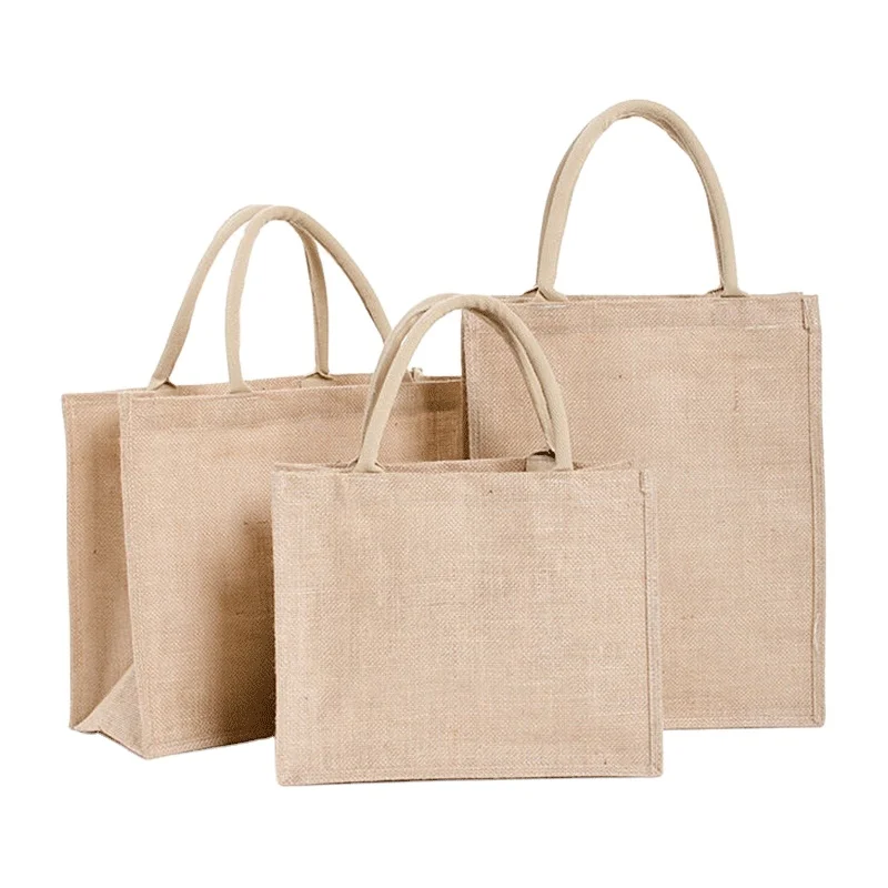 sympathybag Custom Jute Tote Bags Natural Eco-Friendly Burlap Reusable Beach Shopping Bags with Custom Logo Wholesale for Gifts