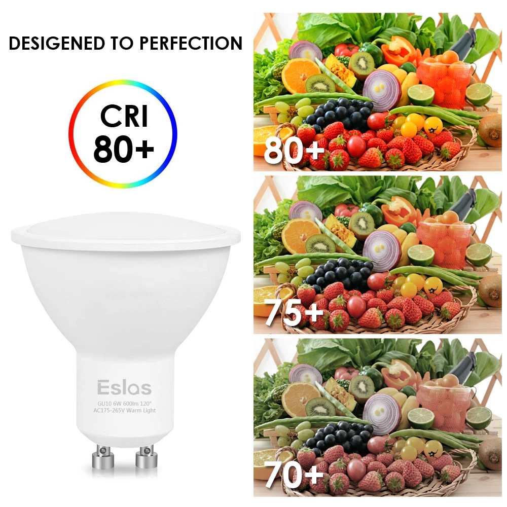
Eslas New Arrival Free Sample 6W Warm White Cold White GU10 LED Spot Light Bulb for Indoor Lighting 