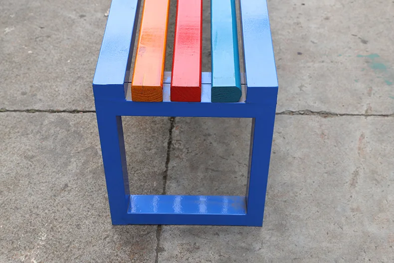 Gym changing locker room long chair metal wood surface waterproof rest park bench chair