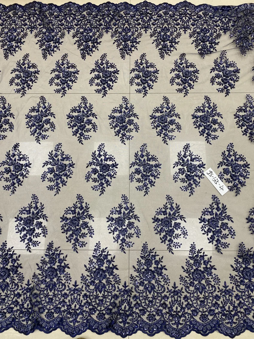 hot selling new design machine beaded sequins embroidery tulle lace fabric for dresses or party, new designer dress fabric