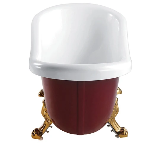 White Acrylic Bathtub Modern Stand Alone Bath Tub with Silver Supporting Foot Comfortable Bathtubs