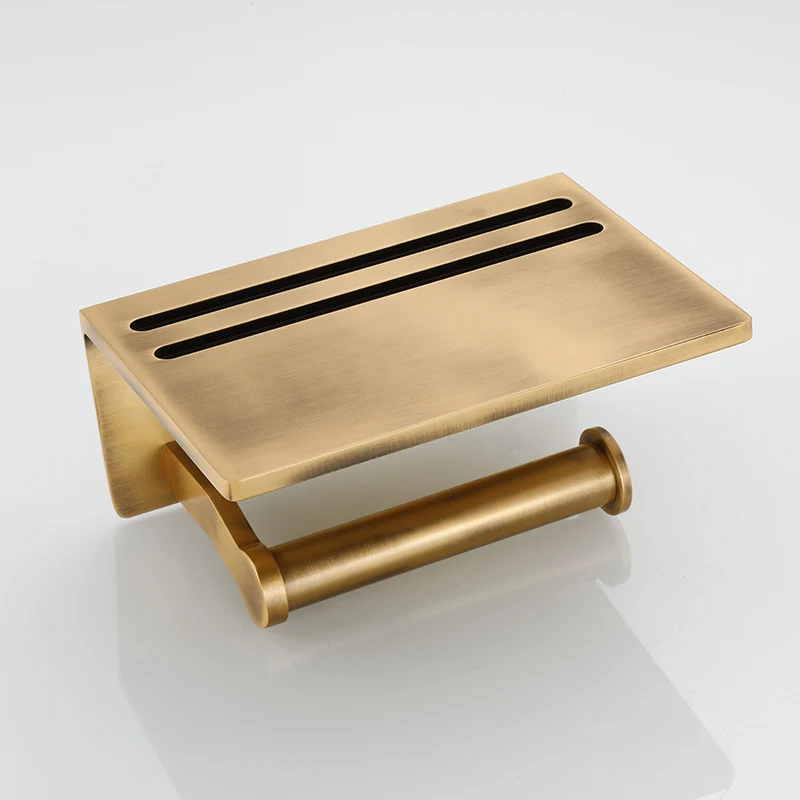 Space Aluminum Wall Mount bronze toilet paper holder with phone shelf toilet tissue holder toilet paper roll holder