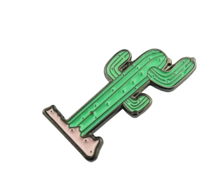Newly Soft Enamel Shiny Nickel Free Metal Zinc Alloy Cactus Badge