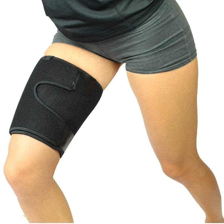 Hamstring Quad Wrap Neoprene Thigh Compression Sleeve for Pulled Groin and Injury Strain Recovery Women Men Black