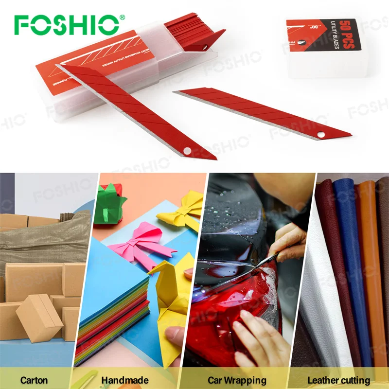 Foshio Customize Colors Carbon Steel Paper Cutting Knife Snap Off 9Mm Blade