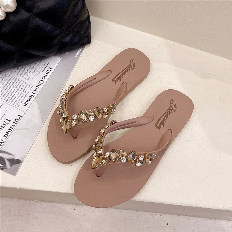 Wedding Glittering Diamond Flip Flop Eva Women Outdoor Soft Beach For Slippers Ladies Slipper