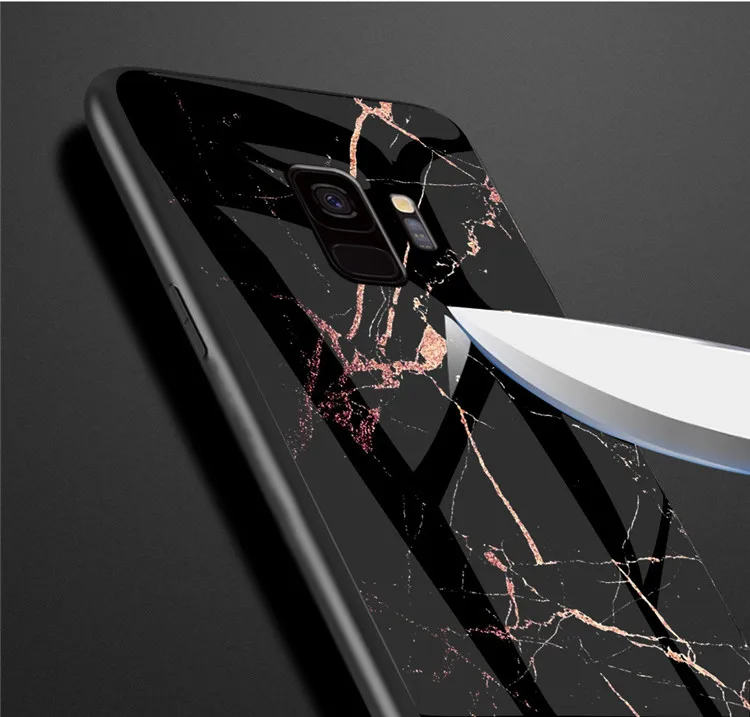Tempered Glass Phone Case For Samsung Galaxy S8 S9 S10 Plus A20 A40 A70 A50 M10 M20 A20E J8 2018 Marble Cover Silicone TPU Case