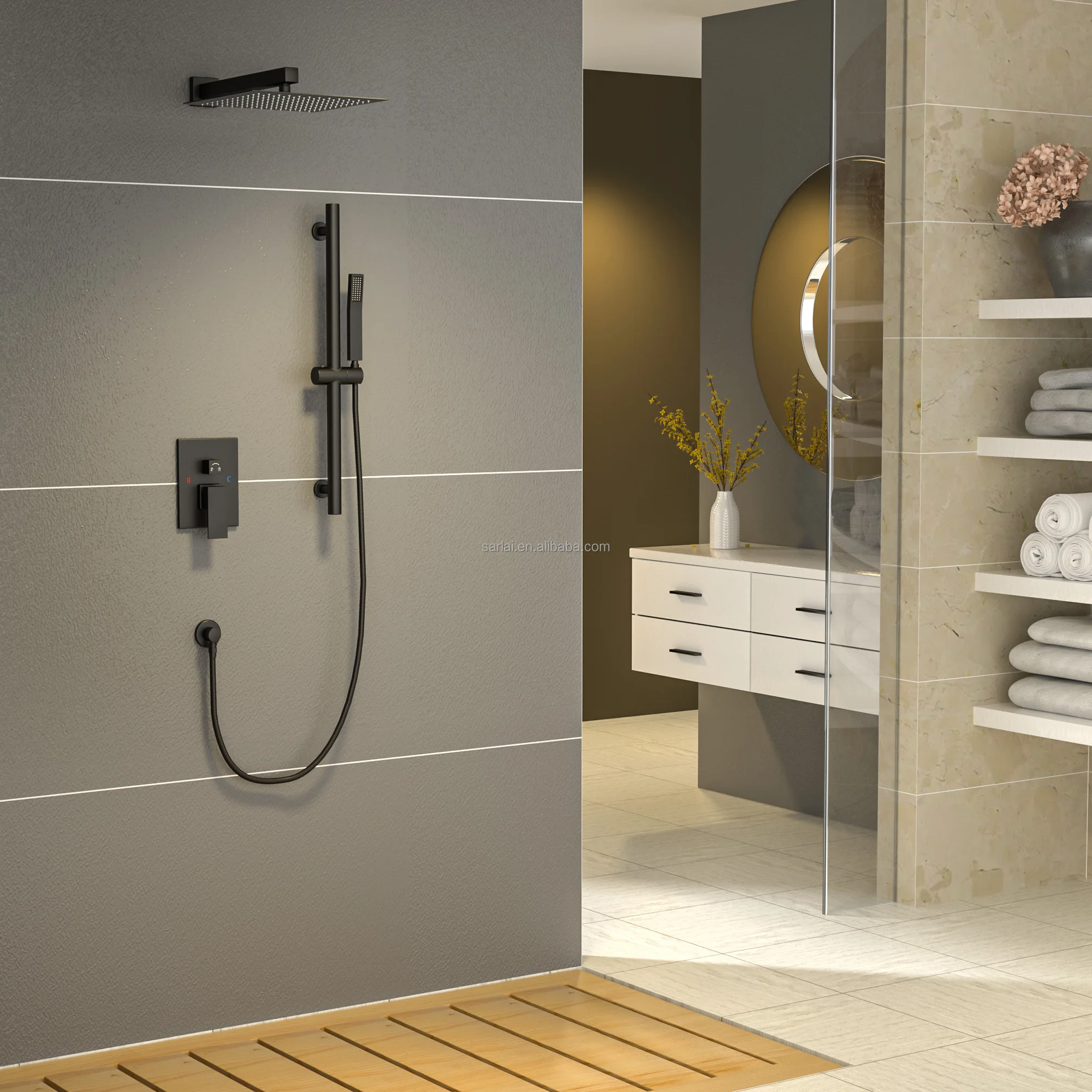 Black Rain-Shaped Shower Set Luxury Shower Rain Heads Showers Multifunction Set