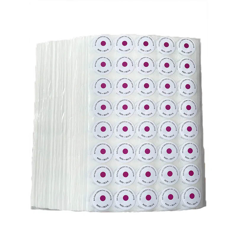 EO Gas chemical indicator adhesive label red to blue