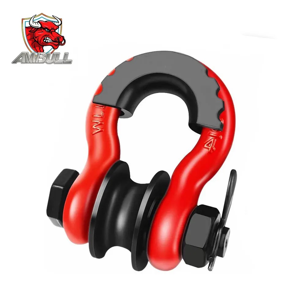 Customized Galvanized Small Type Matte Black Painted Rigging Shackle Snatch Pulley Block Wheel Kit With Shackle Block Strap