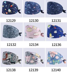 2021 New Custom Unisex Hair Hats Adjustable Doctor Working Nurse Scrub Caps Old Fashion Nurses Hat Hospital Cotton Print Cap