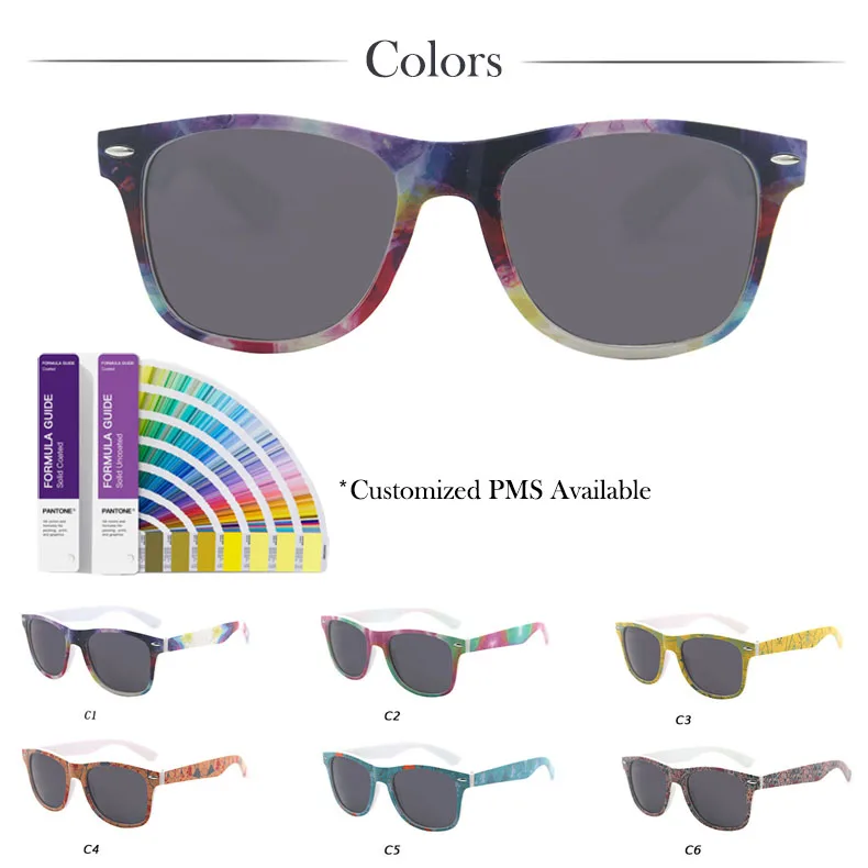 Wholesale promotion custom logo popular retro sunglasses unisex  fashion printing cheap sunglasses