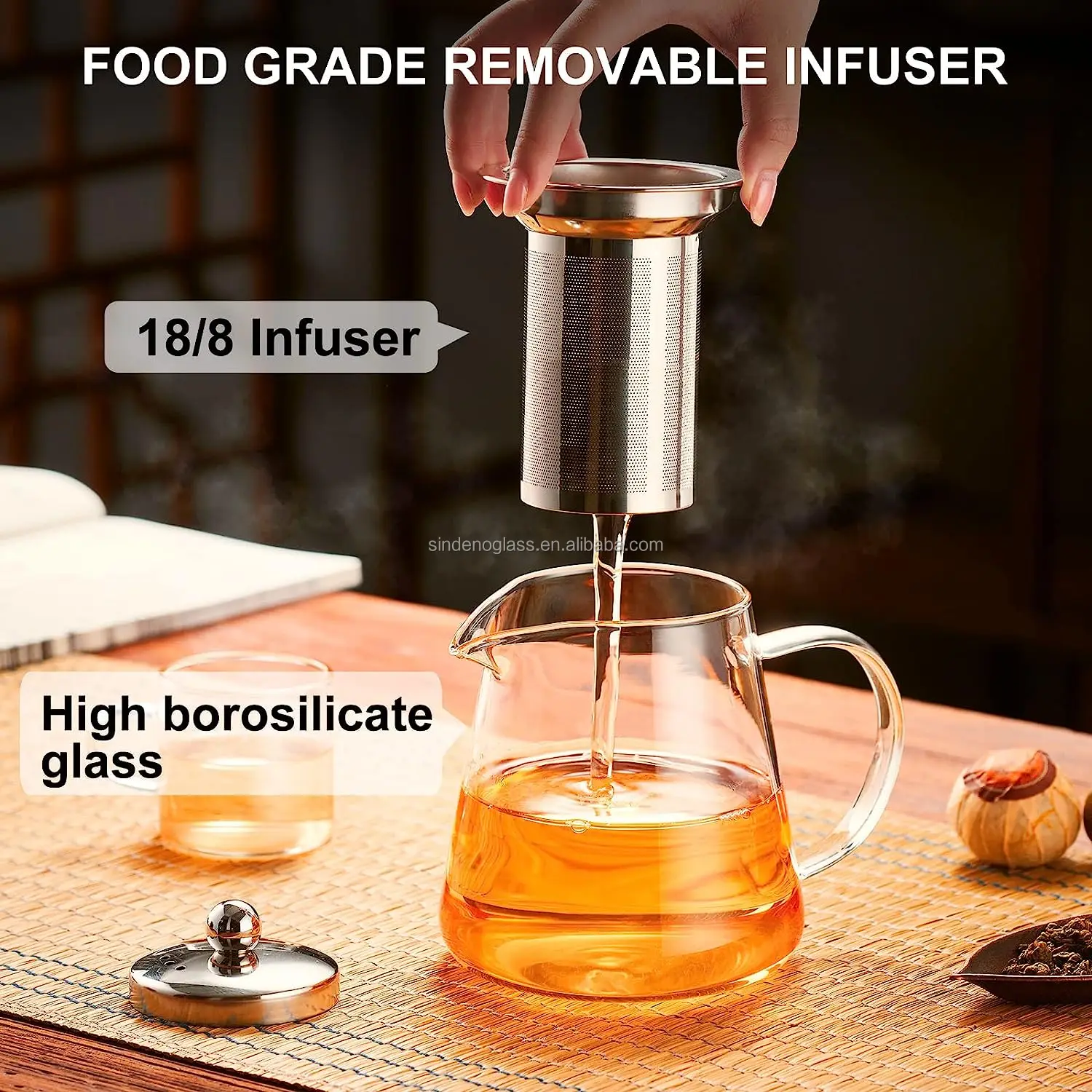 Borosilicate Glass Blooming Tea Maker  550ml 750ml 950ml 1300ml Glass Teapot With Infuser