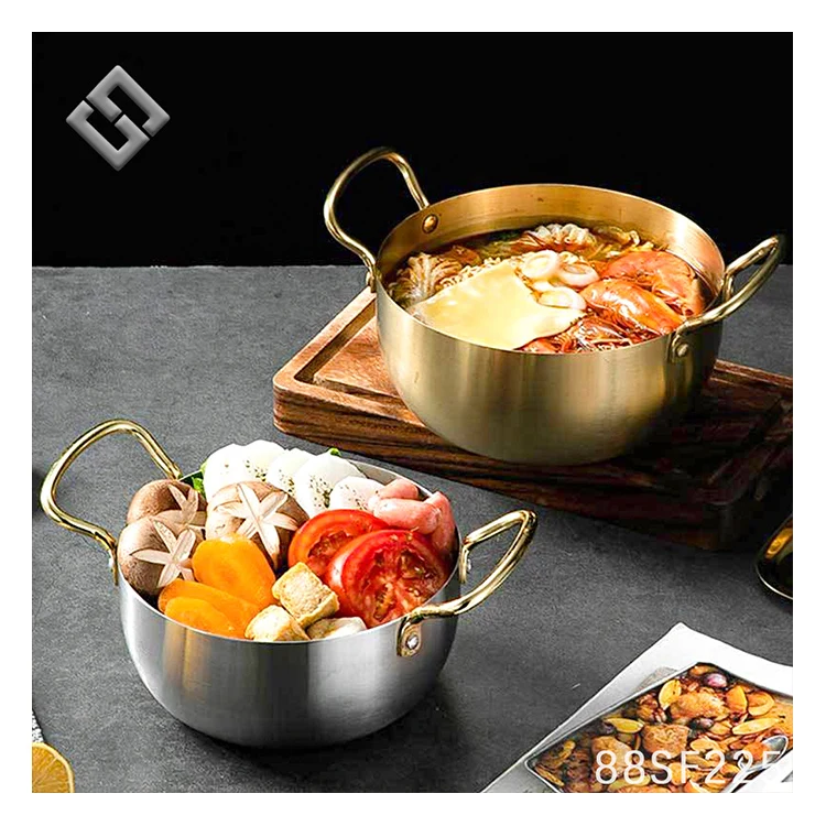 Korean Restaurant Kitchen Cookware Stainless Steel Soup Pot Mini Hot Pot Wholesale Cooking Pots