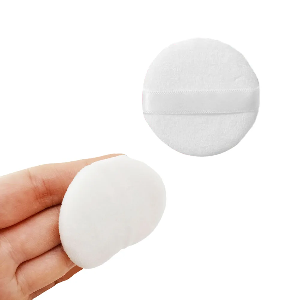 Bestseller Custom Logo Ultra Soft Cotton Flocking Loose Round Velour Makeup Puffs Setting Refillable Thick Powder Puff