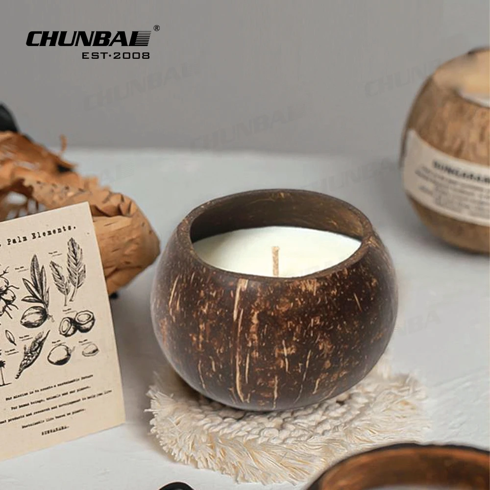 Wholesale New Eco Friendly Organic Handmade Scented Empty Gift Box Bowl Cokernut Luxury Coco Shell Soy Wax Coconut Candle Jars
