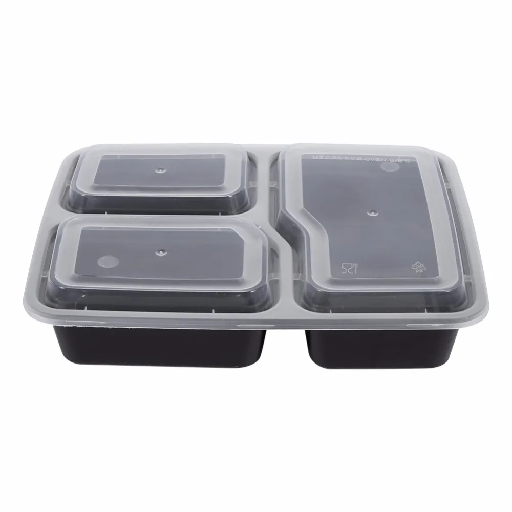 Manufacturer Black rectangular plastic lunch boxes disposable plastic takeout food containers