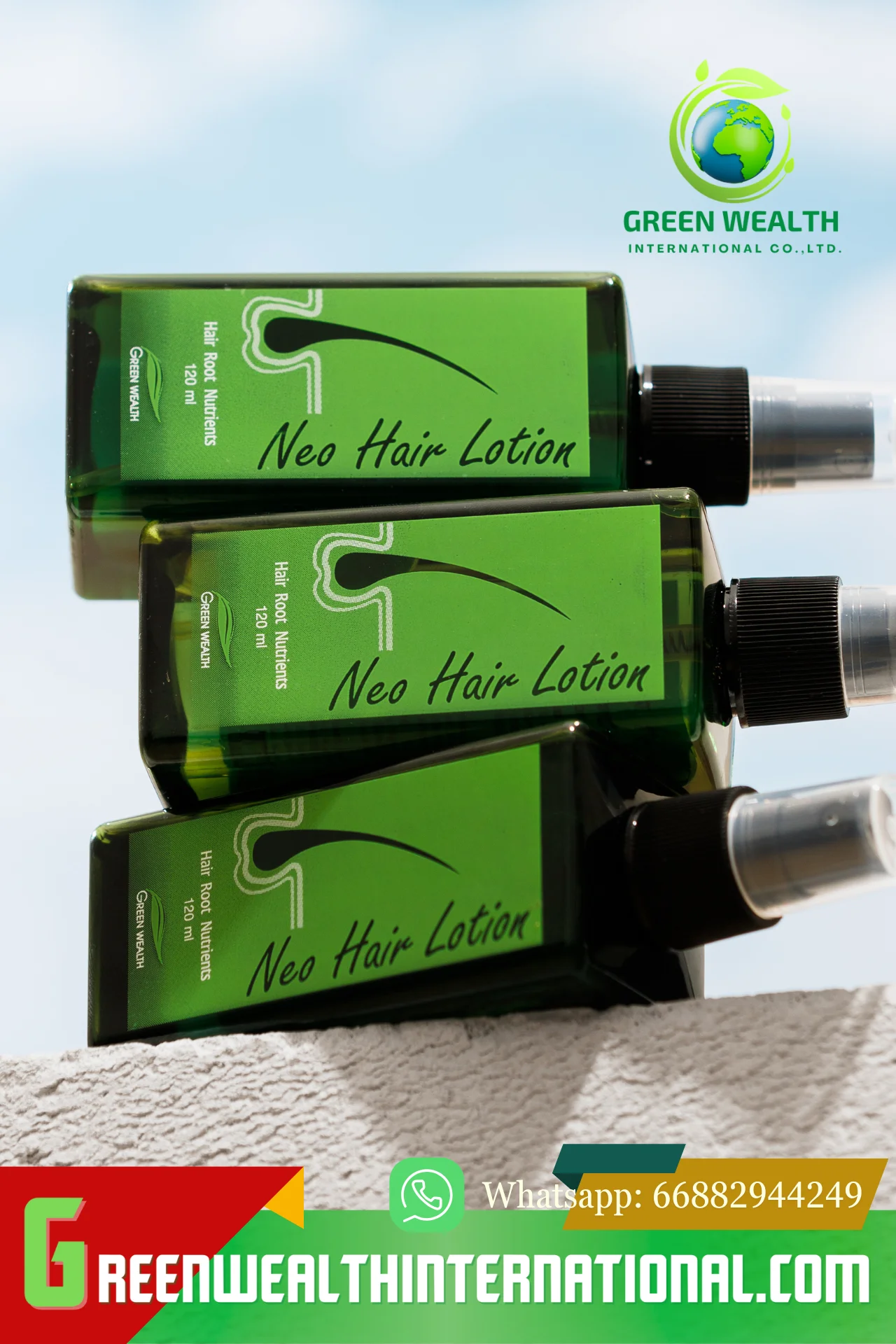 100% Genuine Thai Factory NEO Hair Lotion Spray Treatment for Smooth Hair Regrowth Treatments All Type Hair Care 120 ml. Bottle