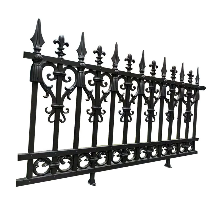 Cheap Wrought Iron Fence Panel Black Galvanized Steel Fence Garden Aluminum fence
