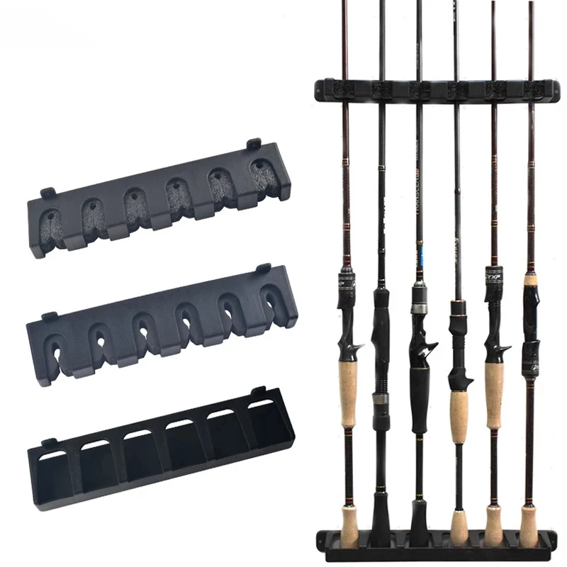 YOUME 6 Hole Vertical Fishing Rod Holders Pole Rack Fishing Pole Display Stand Wall Mount Fishing Accessories