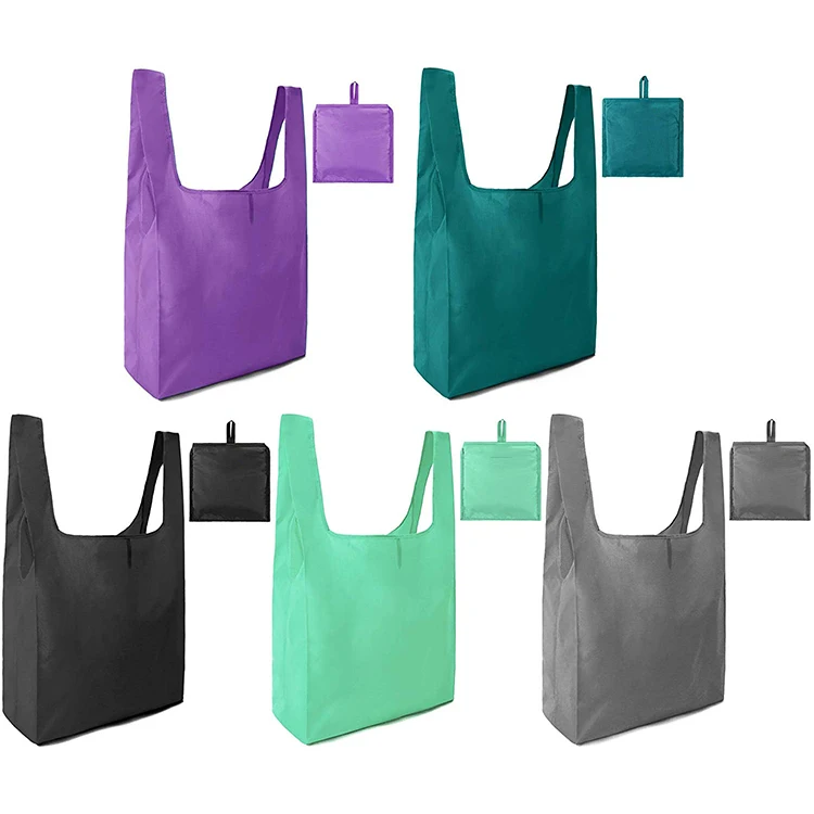 Wholesale custom foldable pocket printed reusable shopping grocery polyester tote bag