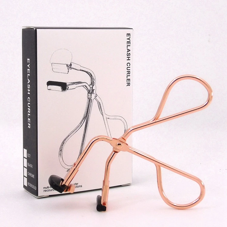 Private Label Rose Gold Partial Mini Eyelash Curler Customizable Cute Silver Black Eyelash Extension Curler with Gift Box