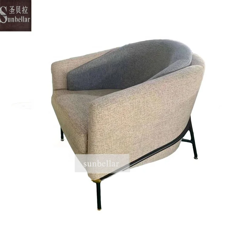 indoor furniture accent chairs modern fabric sofa chair with metal base leisure hotel lobby waiting room lounge chair