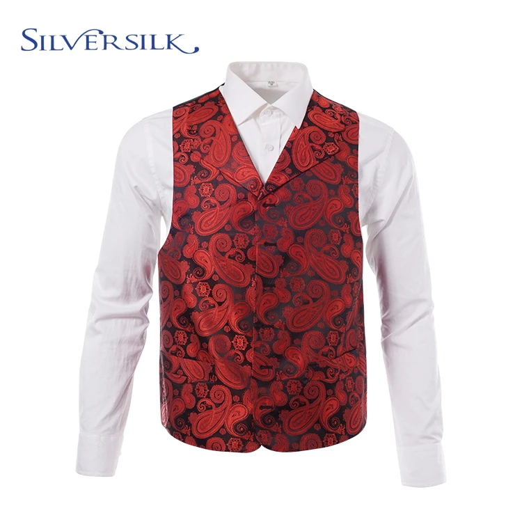 Роскошный красный жилет в американском стиле с цветочным принтом пейсли, мужской костюм, жилет для свадьбы