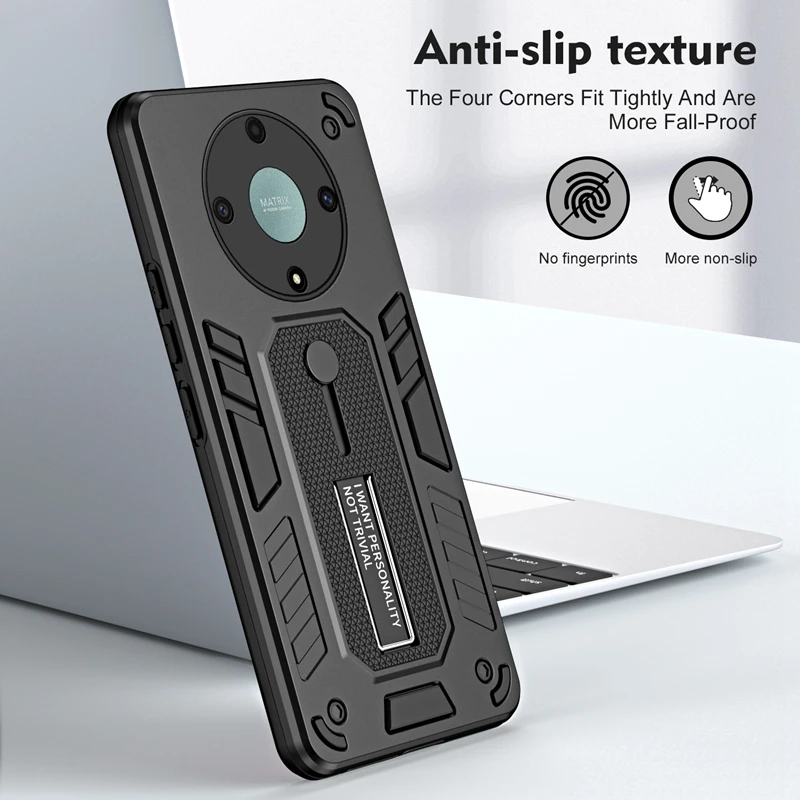 Soft TPU Hard PC Shockproof Phone Case with Stand Ring Holder For Huawei Honor X9A X8A X7A X6S Magic 5 Lite