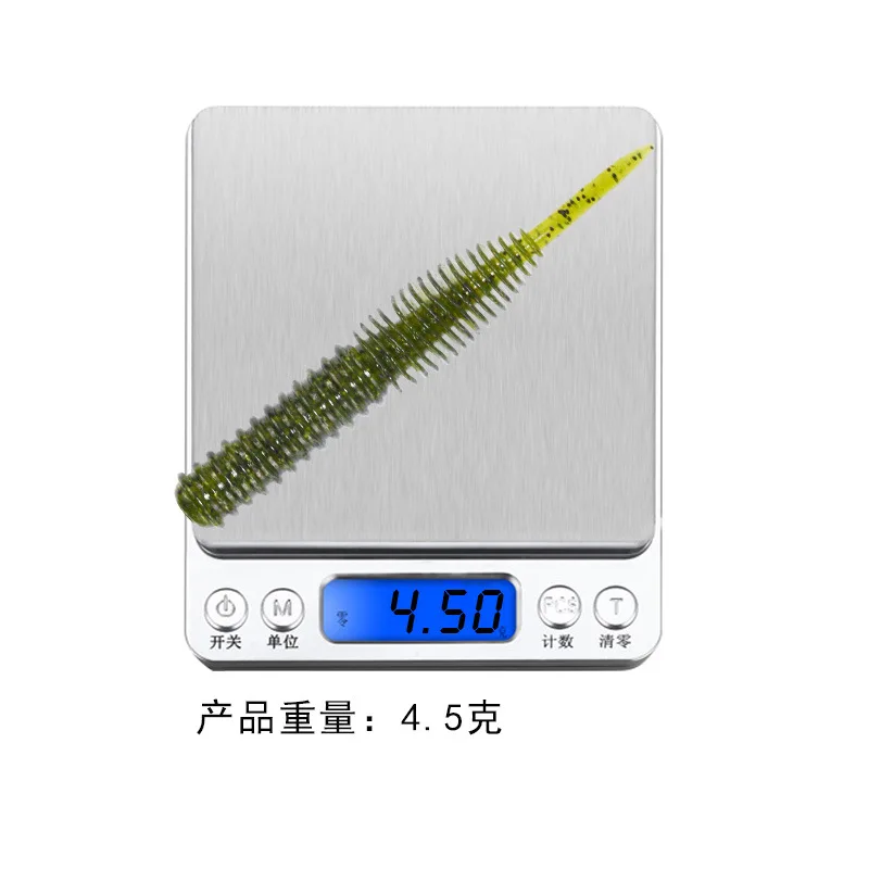 Wholesale 100mm 4.5g 5pcs  straight tail soft Screw Straight Tail Worm soft baits straight tail soft worm lure