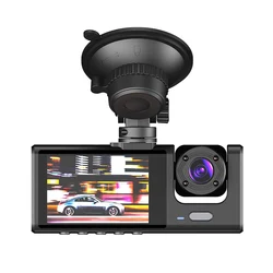 3 Channel Dash Cam for Car Camera Video Recorder Dashcam DVRs Black Box Dual Lens DVR with Rear View Camera 24H Parking Monitor