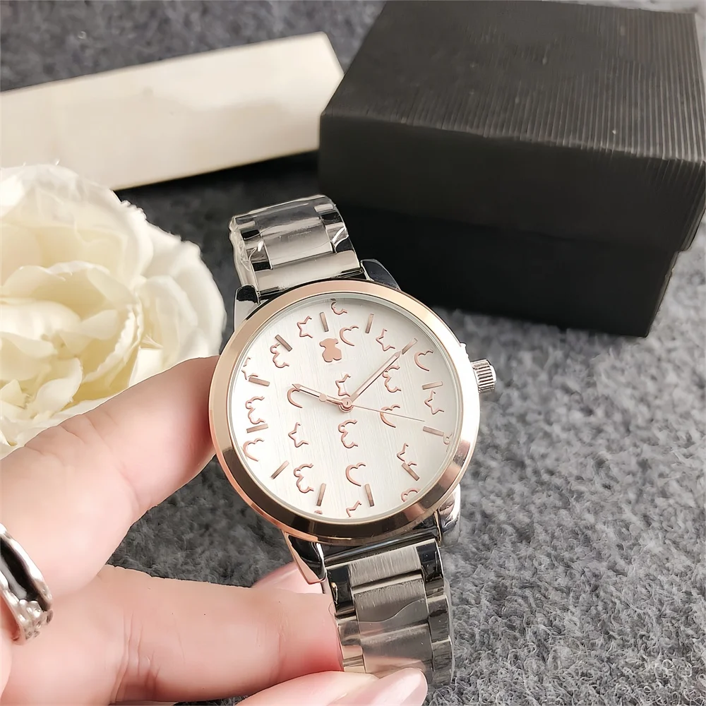 Luxury Stainless Steel Famous Brand Ladies Wrist Watch Bear Logo Women Men Quartz Watches for 2024 Relojes de acero inoxidable