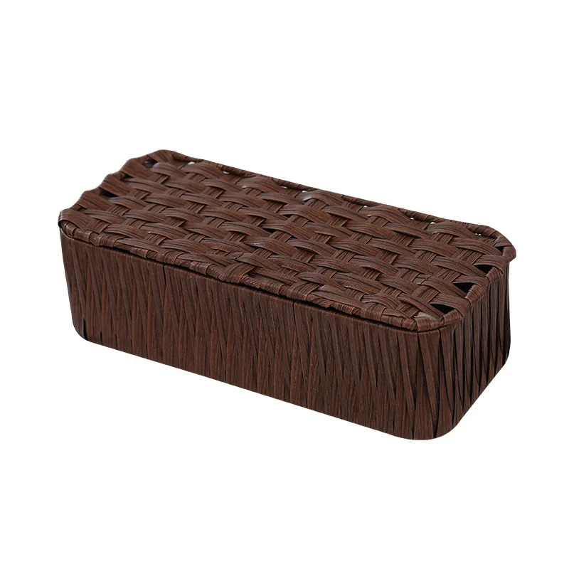 Cosmetic mask with grid pvc rattan hand-woven storage box beaded nail art desktop sundries organizer storage box wholesale