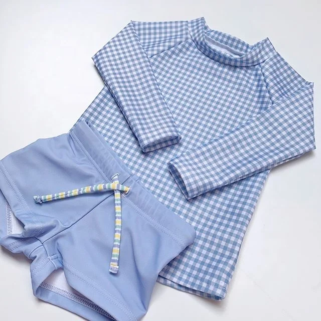 OEM Blue Child Swimming Suit Swimwear two Piece Kids Bathing Suits Baby Boy Swimsuit