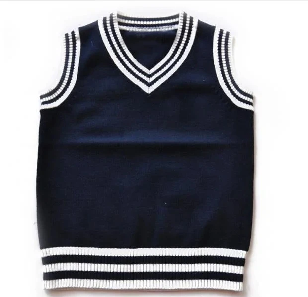 VSCOO fashionable design school uniform kids v neck sleeveless pullover vest unisex sweater
