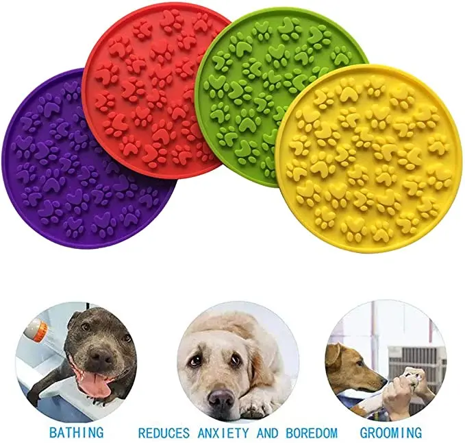 Slow Dispensing Treater  Dog Bath Distraction Device Dog Peanut Butter Lick Mat Pad for Pet Bathing Grooming and Dog Training
