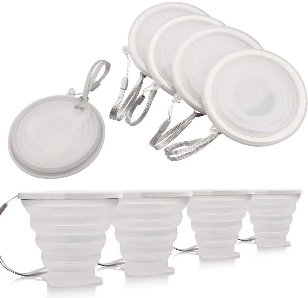 Colorful 270ml Silicone Folding Travel Collapsible Coffee Cup Yellow Bag Green Blue