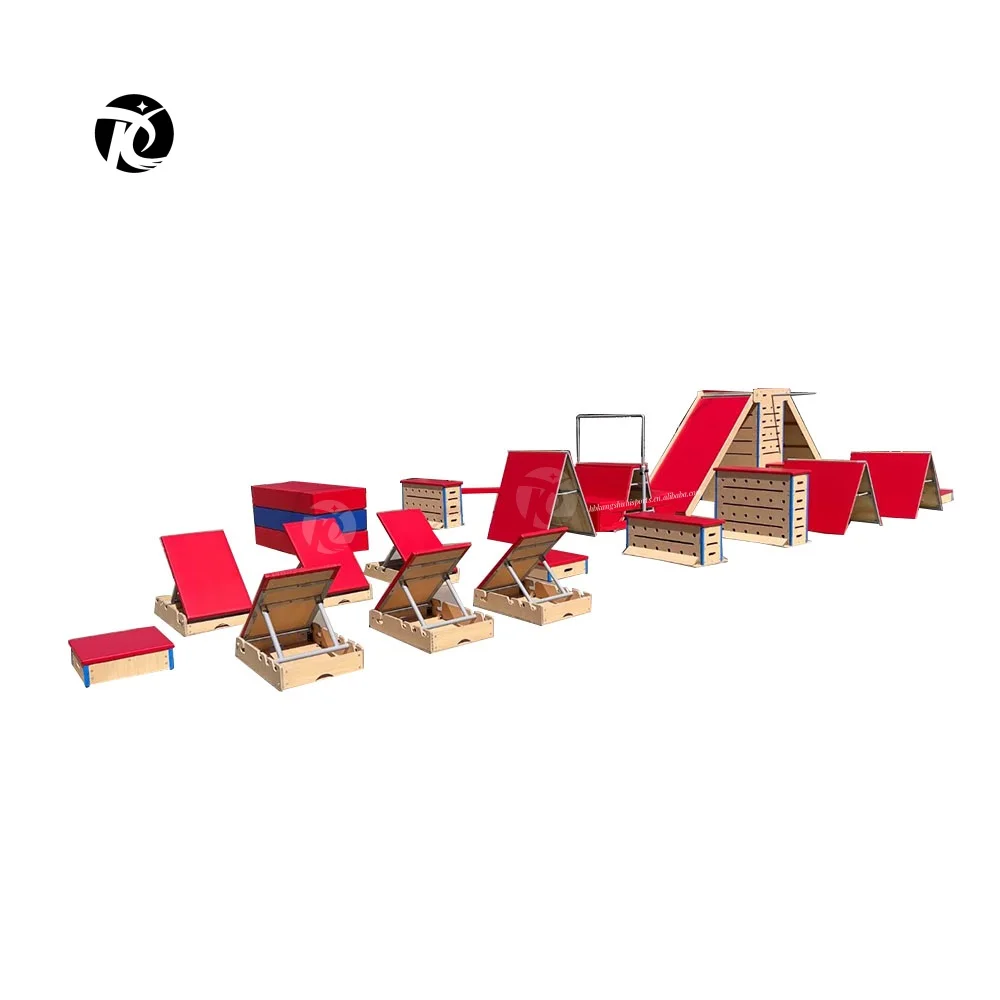 Hot selling children gymnastics fitness training parkour equipment ninja wooden parkour obstacle course