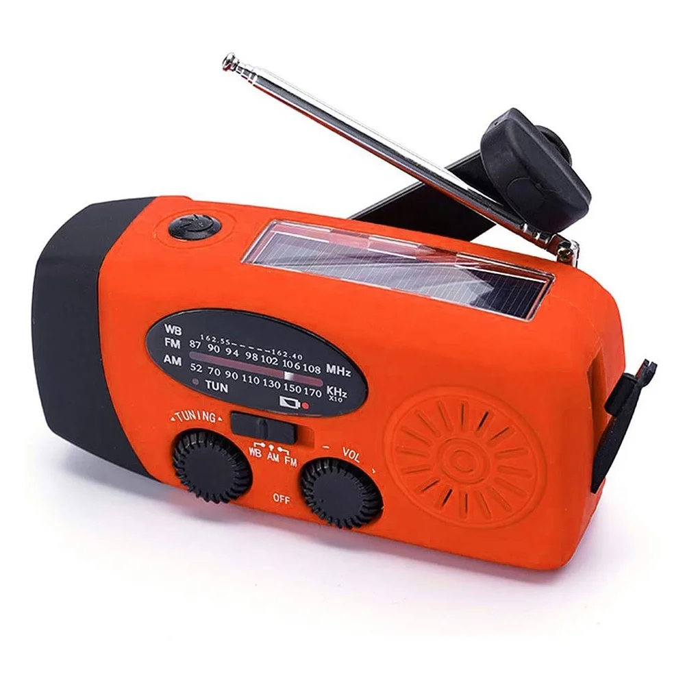 Factory Wholesale Cheap Emergency Solar Radio 2000mAh AM FM Hand Crank Solar Radio Portable