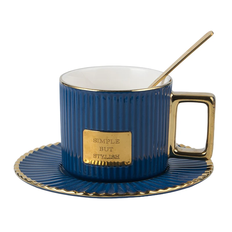 Chaozhou  Multi Color Europe Coffee set Porcelain Milk Tea Cup Ceramic Gold Tea Cup With Saucer