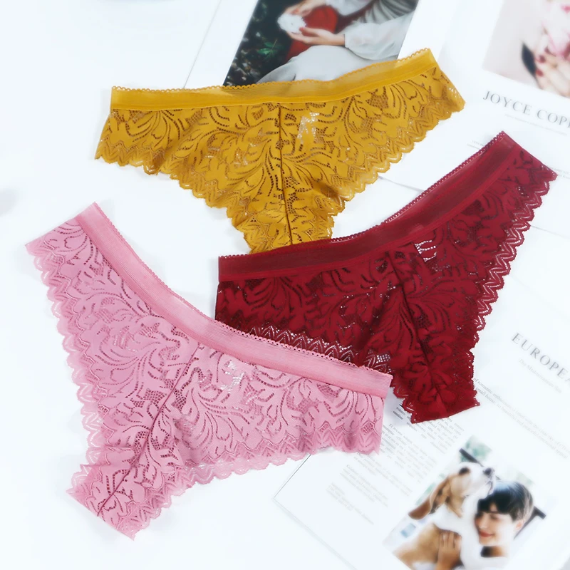 JUNXI Womens Lace Thongs Sexy Panties Stretchy Cheeky Underwear Panty Briefs All Lace T-Back