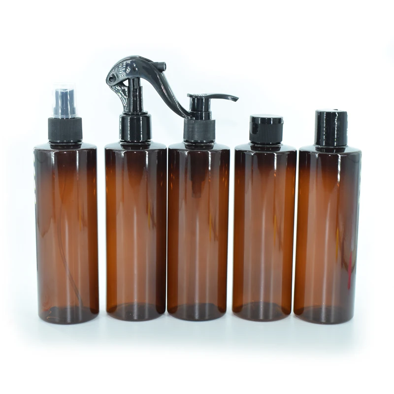 Cosmetic Bulked Recycling Flat shoulder PET 30ml 50ml 60ml 100ml 200ml Brown Empty Blacked Amber Plastic Oil Bottle for Hair Oil
