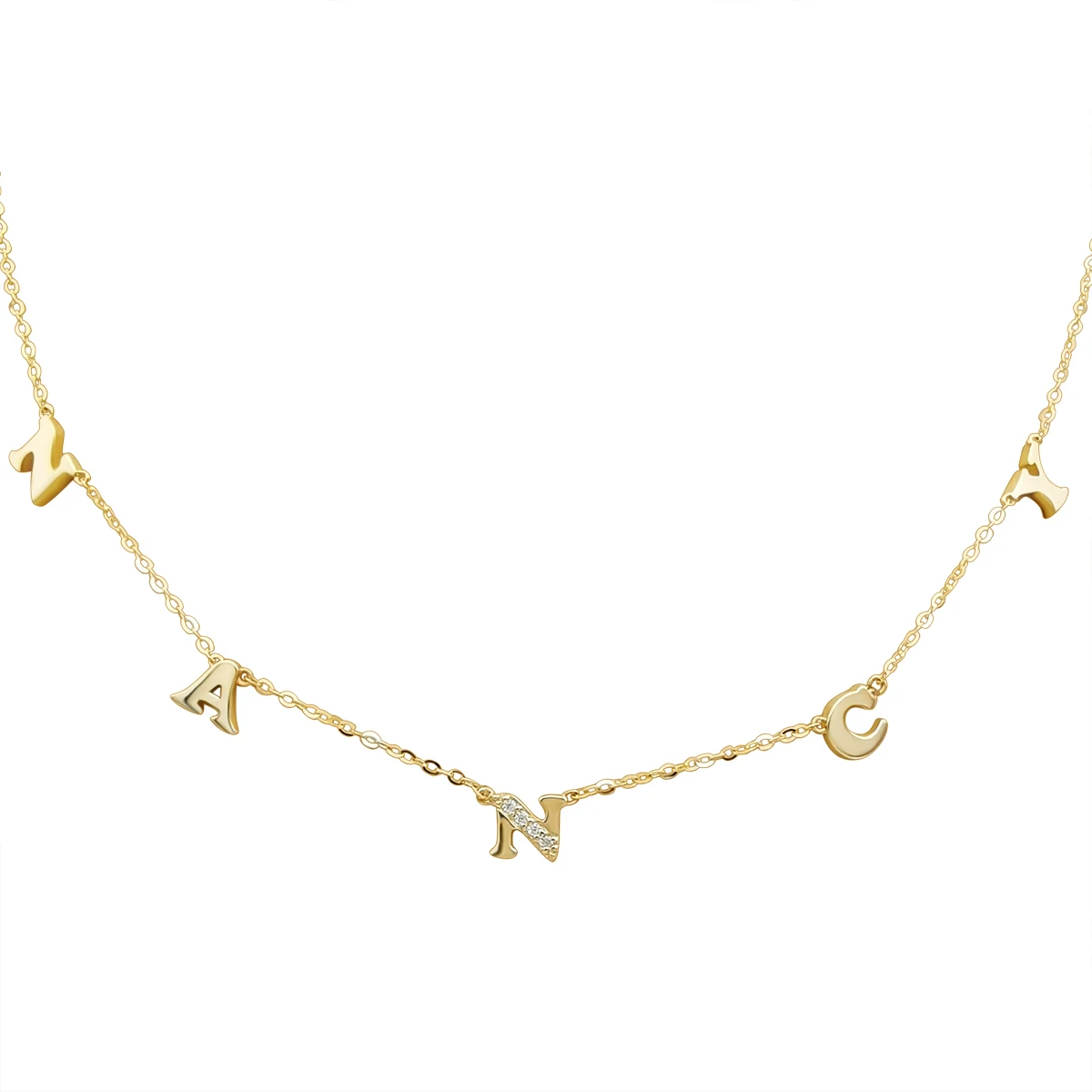 Настоящее 9K золото Пользовательское Имя Начальная буква ожерелье, 9K ТВЕРДОЕ ЗОЛОТО Персонализированные Имя ожерелье ювелирные изделия